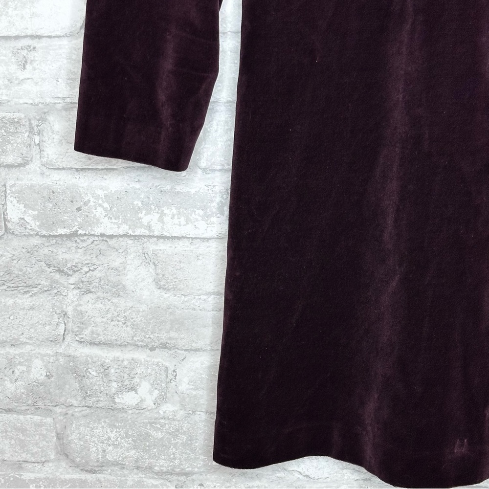 Theory Velvet Shift Dress Size 6 Wynter Purple Wine Plum Stretch Cotton - Picture 5 of 10